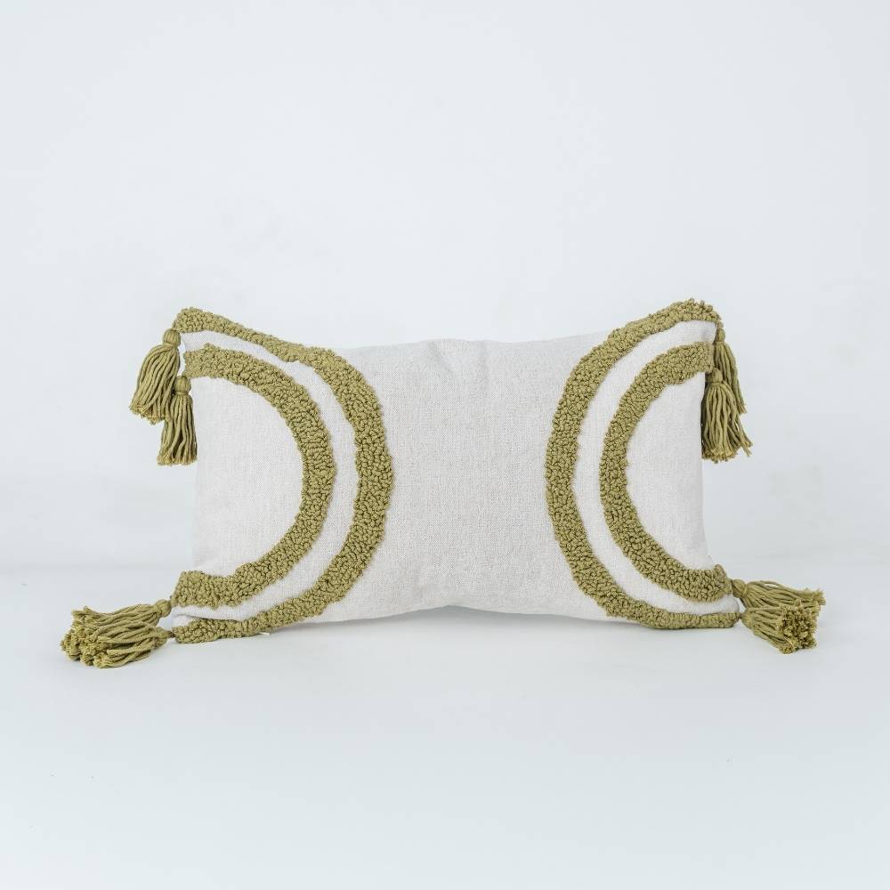 COJIN ESSENTIALS RAICES ARCO TUFTING VERDE