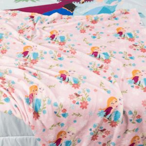 COBIJA FROZEN ELSA Y ANNA ROSADA