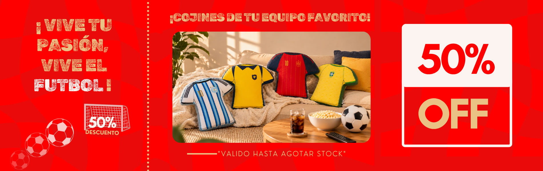 Cojines camisetas mundial 50% de descuento