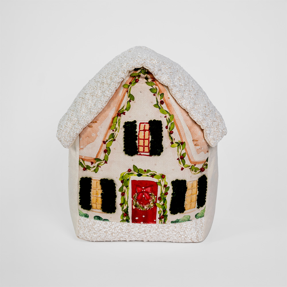 Cojin forma holly christmas casita nieve
