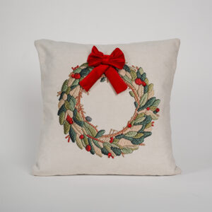 Cojin holly christmas corona de lazo