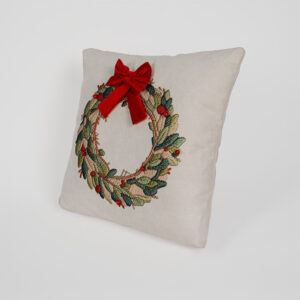 Cojin holly christmas corona de lazo