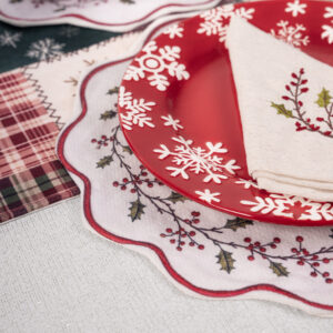 Set x4 individuales holly christmas