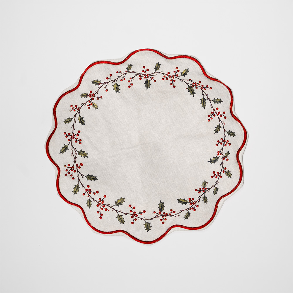 Set x4 individuales holly christmas